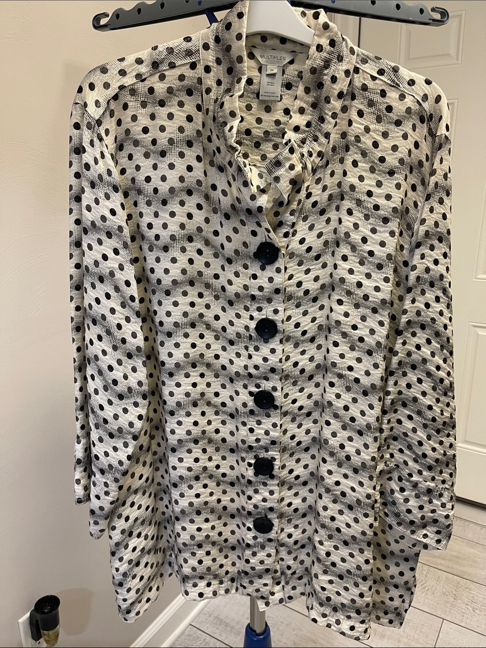 Multiples Black Polka Dot Button Front Jacket